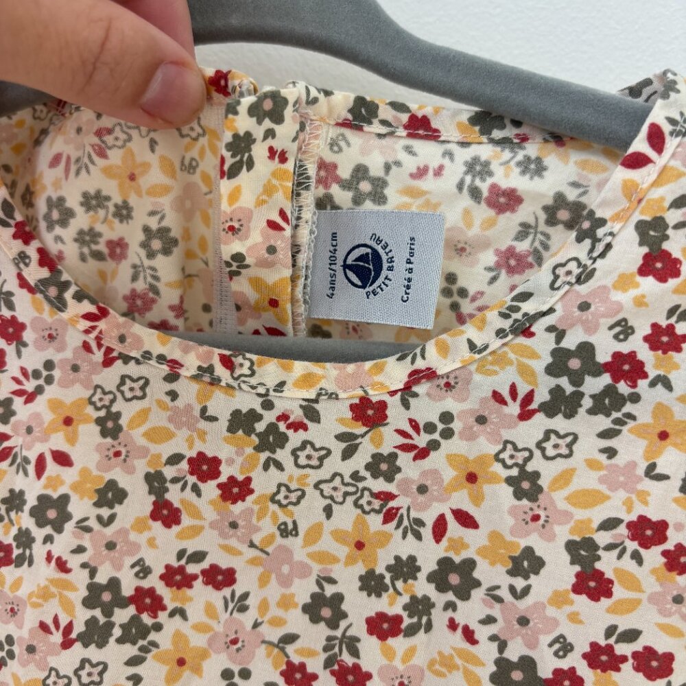 Petit Bateau Girl Floral Dress, Size 4 - Picture 3 of 4